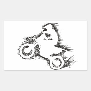 Sticker Rectangulaire DIRT BIKE (noir gribouillant)