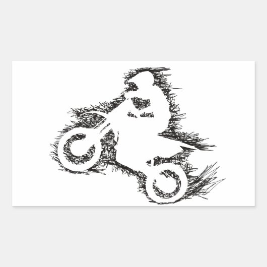 Sticker Rectangulaire DIRT BIKE (noir gribouillant) (Devant)