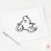 Sticker Rectangulaire DIRT BIKE (noir gribouillant) (Enveloppe)