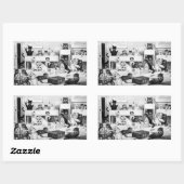 Sticker Rectangulaire Discipline de la classe de chats, Louis Wain (Feuille)