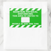 Sticker Rectangulaire Distances physiques Max. Occupation (Sac)