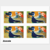 STICKER RECTANGULAIRE DIVA EN BLEU, MONOGRAMME DE MODE BEAUTÉ (Feuille)