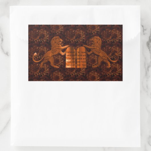 Sticker Rectangulaire Dix commandements et lions (Sac)