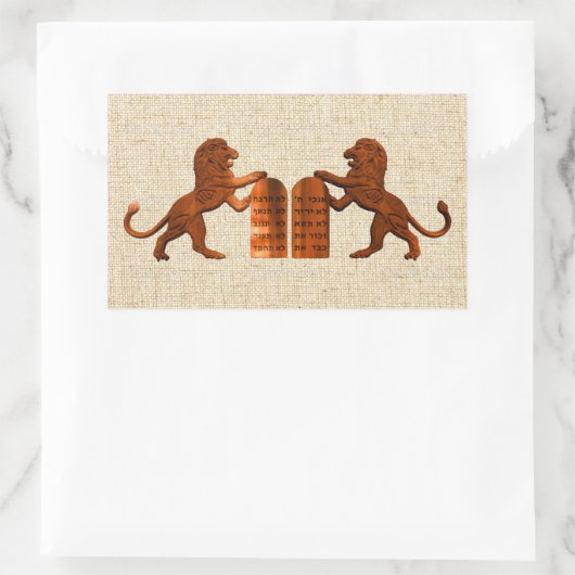 Sticker Rectangulaire Dix commandements et lions (Sac)