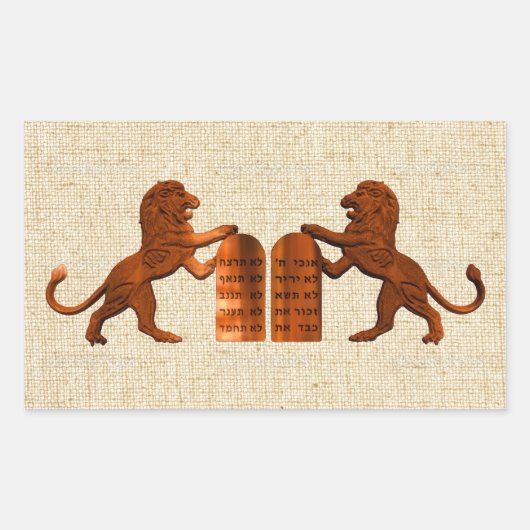 Sticker Rectangulaire Dix commandements et lions (Devant)