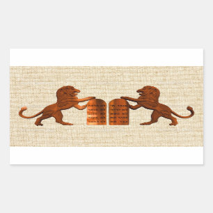 Sticker Rectangulaire Dix commandements et lions
