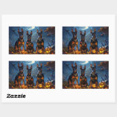 Sticker Rectangulaire Doberman Halloween Éffrayant (Feuille)