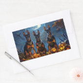 Sticker Rectangulaire Doberman Halloween Éffrayant (Enveloppe)