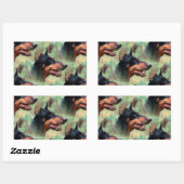 Sticker Rectangulaire Doberman Pinscher dans les bois (Feuille)