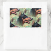 Sticker Rectangulaire Doberman Pinscher dans les bois (Sac)