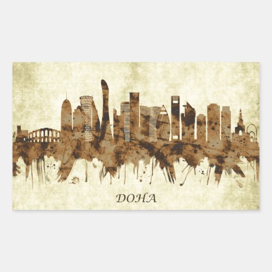 Sticker Rectangulaire Doha Qatar Cityscape (Devant)