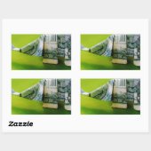 Sticker Rectangulaire Dollar facture origami éléphant sur arrière - plan (Feuille)