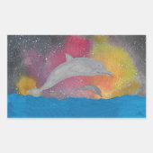 Sticker Rectangulaire Dolphins Against a Galaxy Sky (Devant)