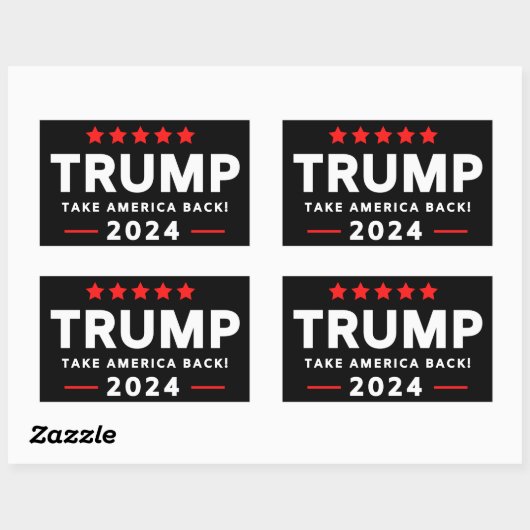 Sticker Rectangulaire Donald Trump 2024 et l'Amérique (Feuille)