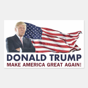 Sticker Rectangulaire Donald Trump - Drapeau américain