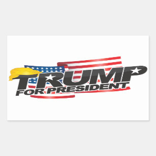 Sticker Rectangulaire Donald Trump pour le président (avec des cheveux)