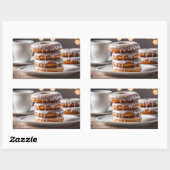 Sticker Rectangulaire Donuts glacés à la vanille (Feuille)