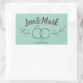Sticker Rectangulaire Doodle à anneau Mariage moderne Enregistrer la dat (Sac)