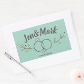 Sticker Rectangulaire Doodle à anneau Mariage moderne Enregistrer la dat (Enveloppe)