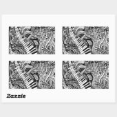 Sticker Rectangulaire Doodle de musique classique avec clavier de piano (Feuille)