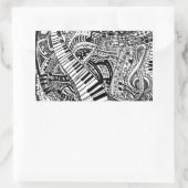 Sticker Rectangulaire Doodle de musique classique avec clavier de piano (Sac)