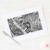 Sticker Rectangulaire Doodle de musique classique avec clavier de piano (Enveloppe)