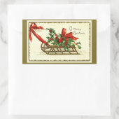 Sticker Rectangulaire Doré vintage de Noël (Sac)