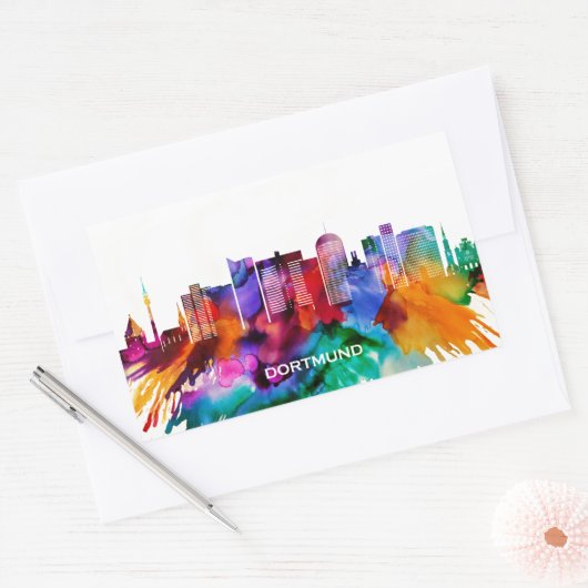 Sticker Rectangulaire Dortmund Skyline (Enveloppe)