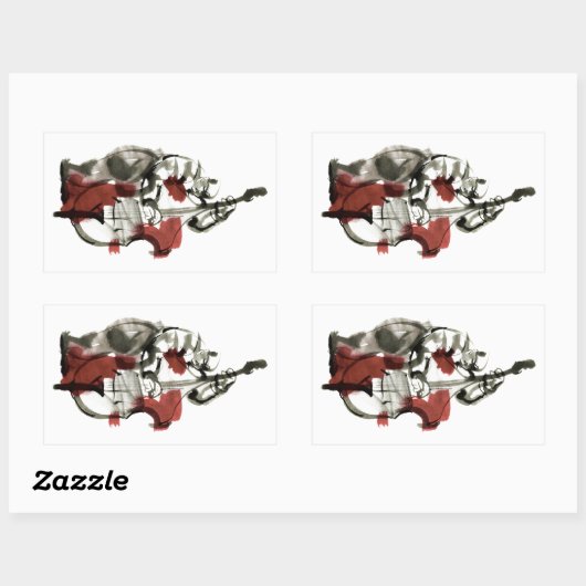 Sticker Rectangulaire Double bassiste (Feuille)