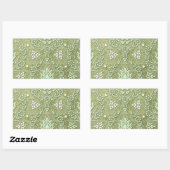 Sticker Rectangulaire Double Daisy Damask dans les tons vert olive (Feuille)
