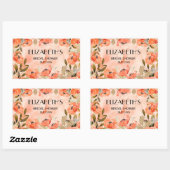 Sticker Rectangulaire Douce Mariée Fleurie Orange Aquarelle (Feuille)