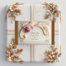 Sticker Rectangulaire Douceur baroque dorée avec tourbillons floraux de