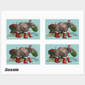 Sticker Rectangulaire Doux Père Noël Eléphant (Feuille)