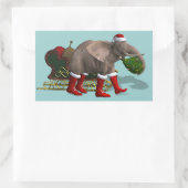 Sticker Rectangulaire Doux Père Noël Eléphant (Sac)