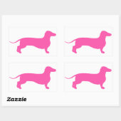 Sticker Rectangulaire Doxie rose (Feuille)