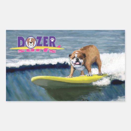Sticker Rectangulaire Dozer Surfs une vague gagnante! (Devant)