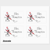 Sticker Rectangulaire Dr. Seuss | Chapeau Clown Nom Écrit (Feuille)