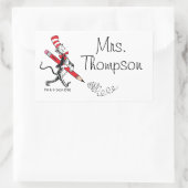 Sticker Rectangulaire Dr. Seuss | Chapeau Clown Nom Écrit (Sac)