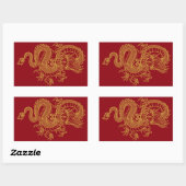 Sticker Rectangulaire Dragon chinois (Feuille)