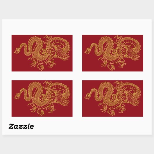 Sticker Rectangulaire Dragon chinois (Feuille)