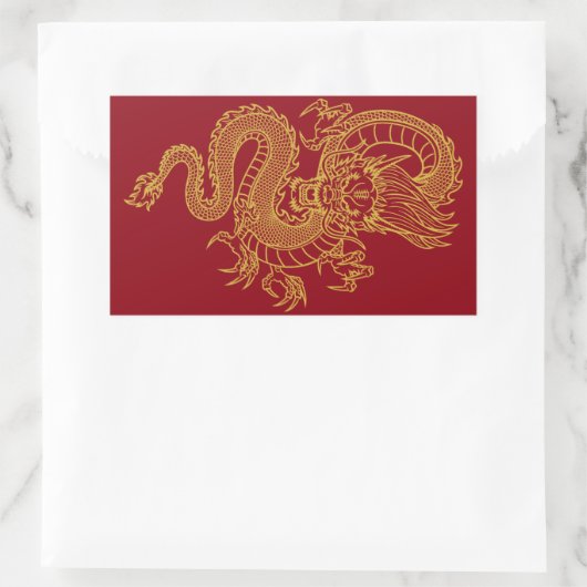 Sticker Rectangulaire Dragon chinois (Sac)