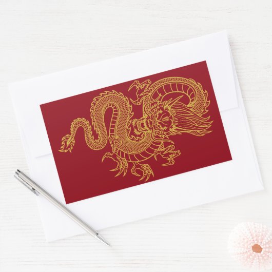Sticker Rectangulaire Dragon chinois (Enveloppe)