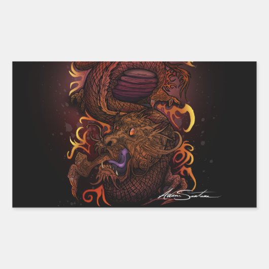 Sticker Rectangulaire Dragon (conception de signature) (Devant)