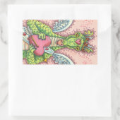 STICKER RECTANGULAIRE DRAGON CUPIDE, COEUR ET FLÈCHE IMAGINAIRE VALENTIN (Sac)