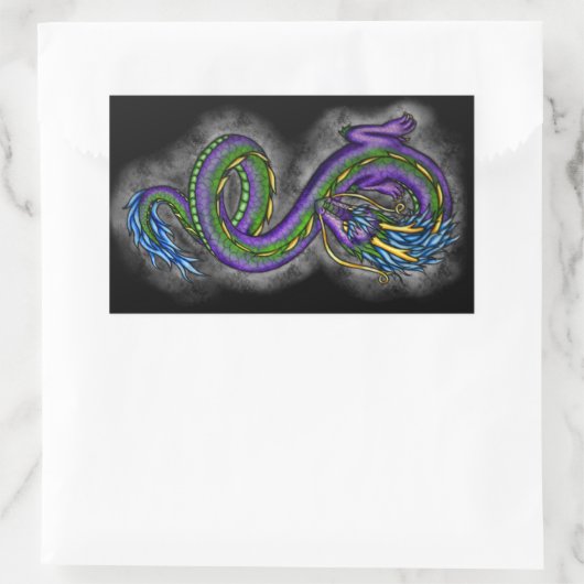 Sticker Rectangulaire Dragon dansant (Sac)