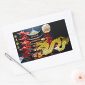 Sticker Rectangulaire Dragon de Nouvel An Chinois 2024 Temple RecS (Enveloppe)