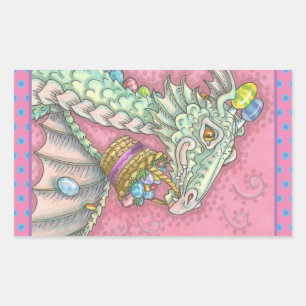 STICKER RECTANGULAIRE DRAGON DE PÂQUES OEUFS GOUTTE, IMAGINAIRES DE VACA