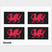 Sticker Rectangulaire Dragon gallois rouge (Feuille)