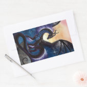 Sticker Rectangulaire Dragon noir avec ciel de nuit par Carla Morrow (Enveloppe)