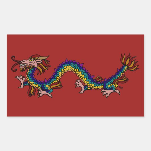 Sticker Rectangulaire Dragon oriental (Devant)